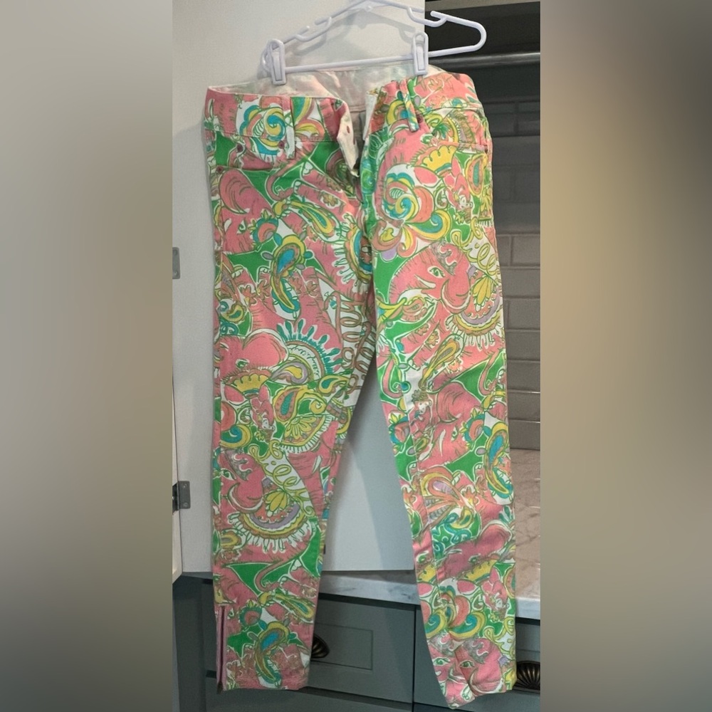 Lilly Pulitzer Pink & Green Paisley Stretch Jeans
